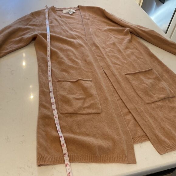 Magachoni 100% Cashmere Camel Tan Longline Soft Open Front Cardigan - Picture 7 of 8